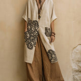 Sophie | Tamnosiva i smeđa tribal print tri dijela set