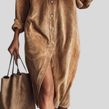 Giulia - Udobna Baršunasta Midi Haljina