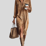 Giulia - Udobna Baršunasta Midi Haljina