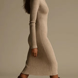 Lena – Ribbed Button Knit Midi haljina