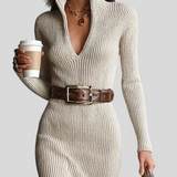 Clarice – Pletena Haljina Sa Srednje Visokim Ovratnikom I Remenom