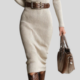 Clarice – Pletena Haljina Sa Srednje Visokim Ovratnikom I Remenom