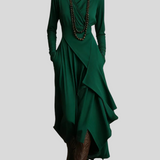 Giorgia – Asimetrična Maxi Haljina S Naborima I Visokim Ovratnikom