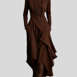 Giorgia – Asimetrična Maxi Haljina S Naborima I Visokim Ovratnikom