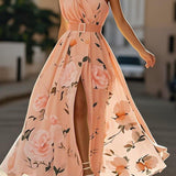 Julie | Svijetlozeleni Cvjetni Chiffon Haljina s Jednim Rame