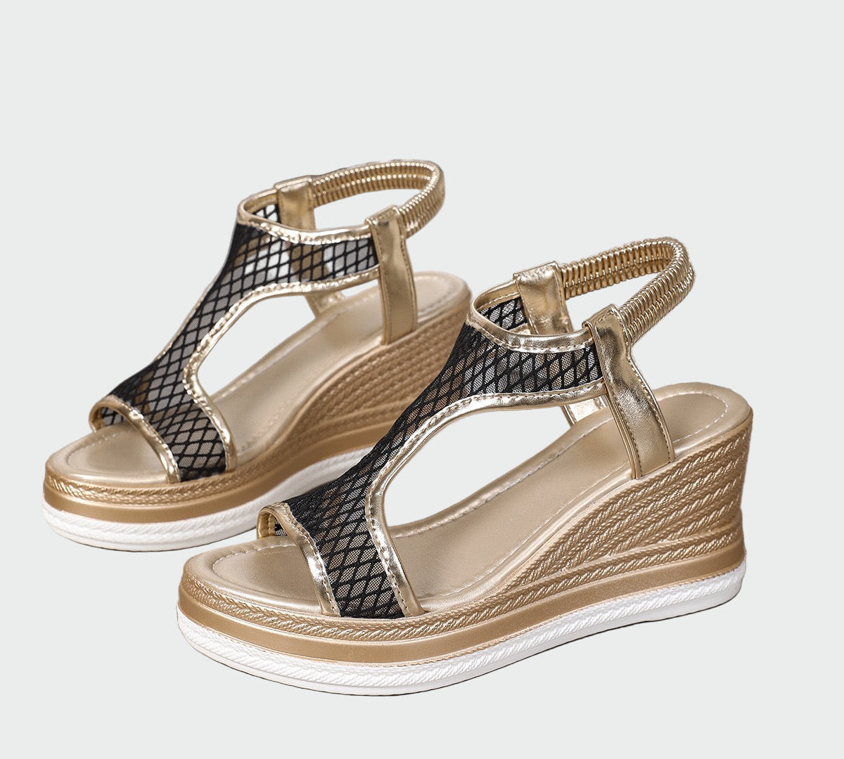 Elegantni ortopedski ženski slip-on sandali s platformom