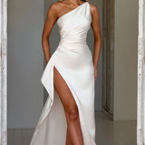 Celeste | ženski Wedding Guest satenska jedno rame Bodycon haljina