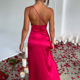 Celeste | ženski Wedding Guest satenska jedno rame Bodycon haljina