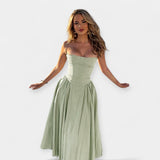 Retro midi haljina s tanka naramenica