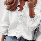 Simona™ | Bluza s volanima i V-izrezom