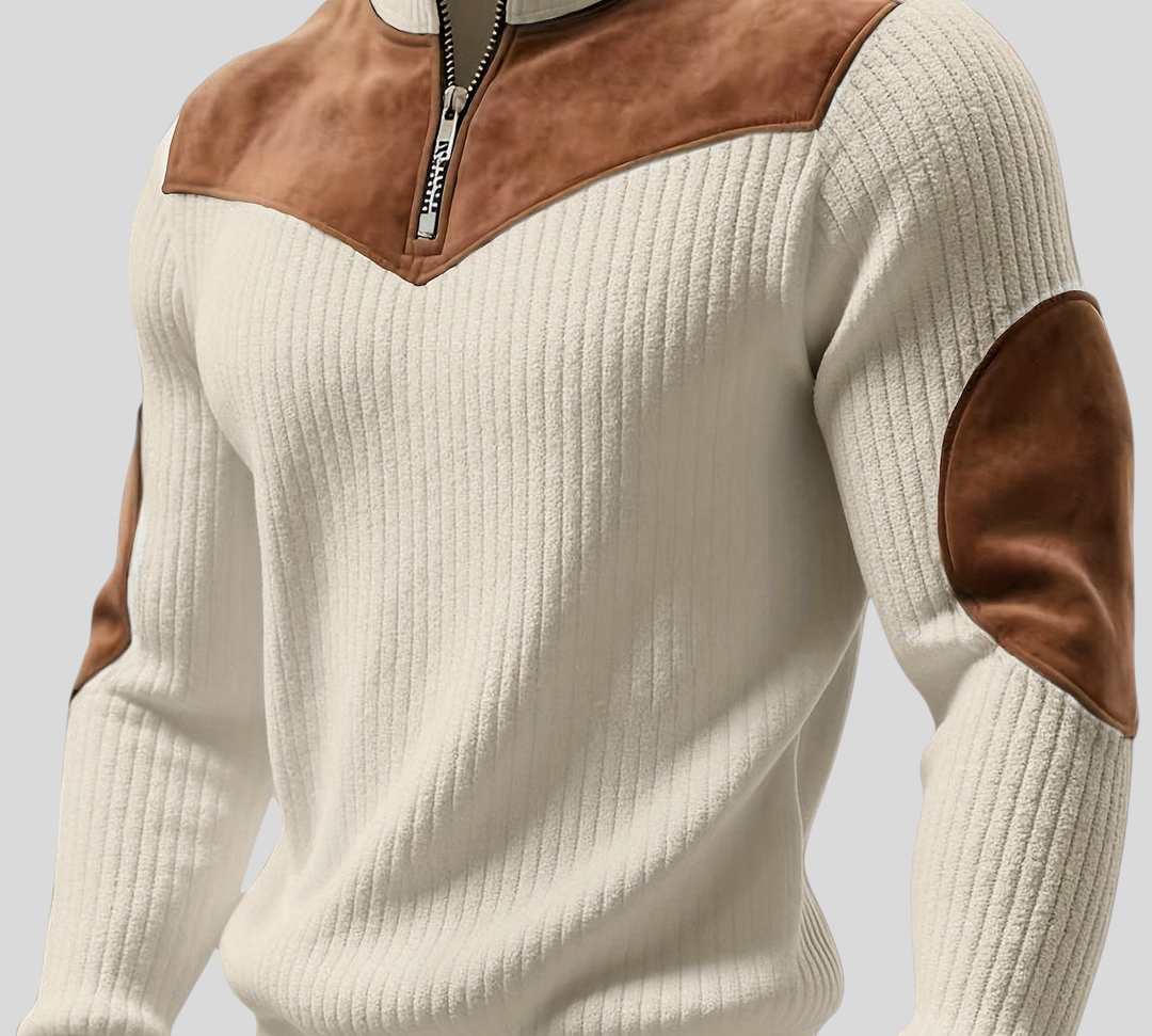 Kortez – Ležerni Pleteni Pulover s Poluzipom