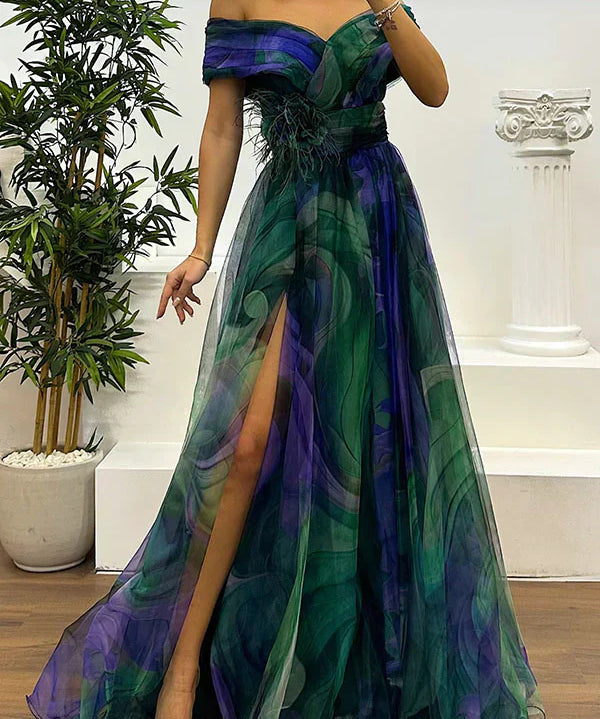 Julia™ | Elegantna maxi haljina s golim ramenima