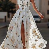 Julie | Svijetlozeleni Cvjetni Chiffon Haljina s Jednim Rame