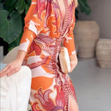 Eva | Sun Escape Jedinstvena Print Dolman Midi Haljina
