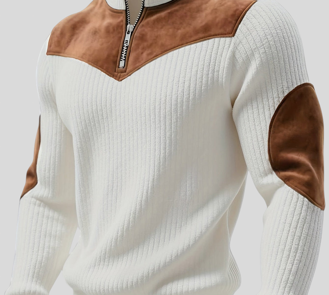 Kortez – Ležerni Pleteni Pulover s Poluzipom