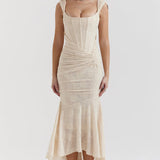 Charlotte | ženski Wedding Guest čipkasta Ruched Bodycon haljina večernja