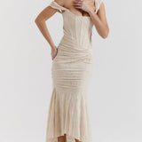 Charlotte | ženski Wedding Guest čipkasta Ruched Bodycon haljina večernja