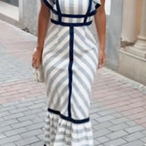 Dianne | Retro Prugasta Maxi Haljina