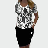 Set Top s Uzorkom i Elegantnom Suknjom