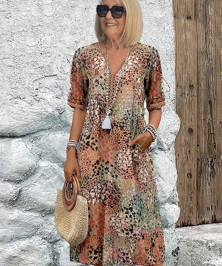 Andrea – Živopisna midi Haljina