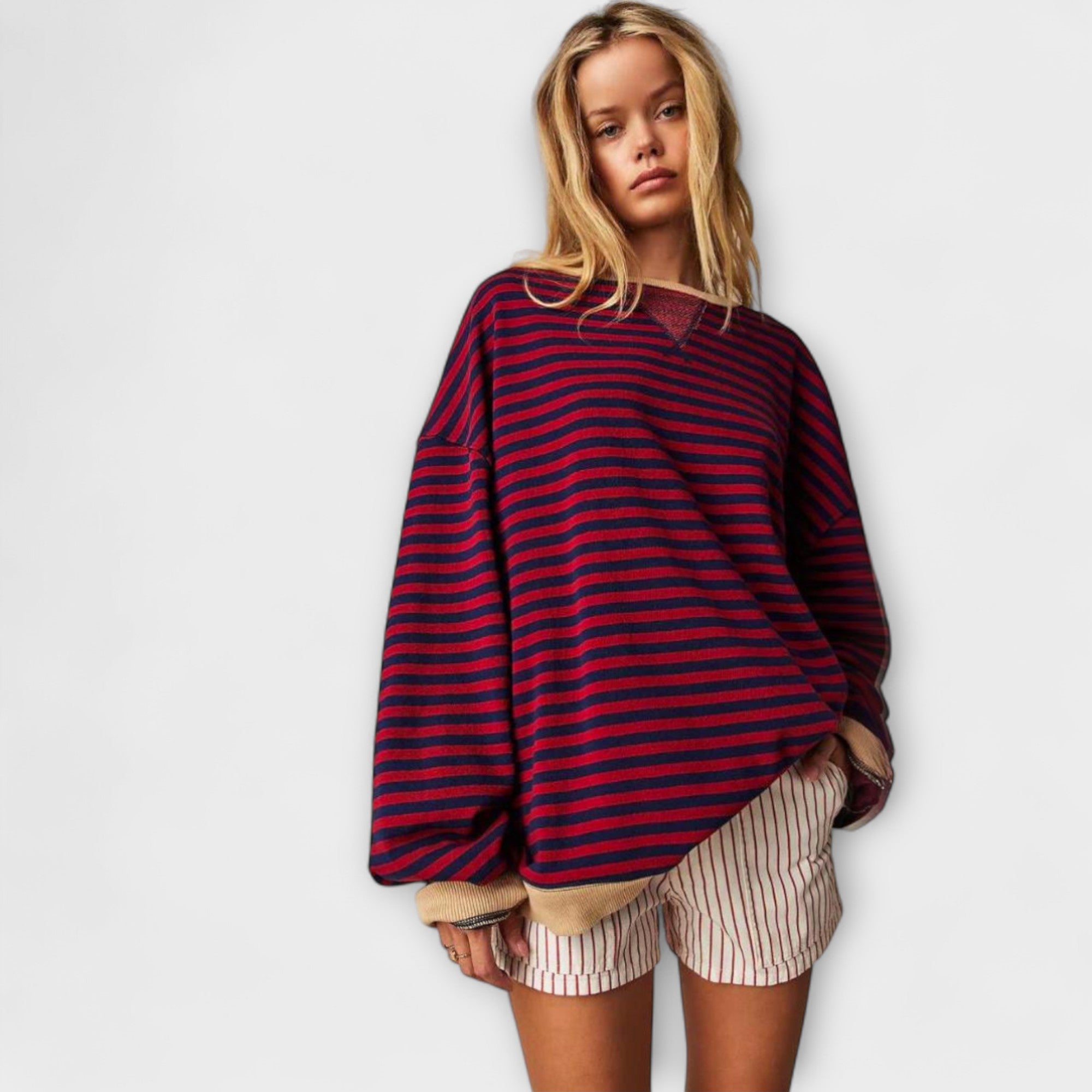 Mary™ | Prugasti Oversize Pulover