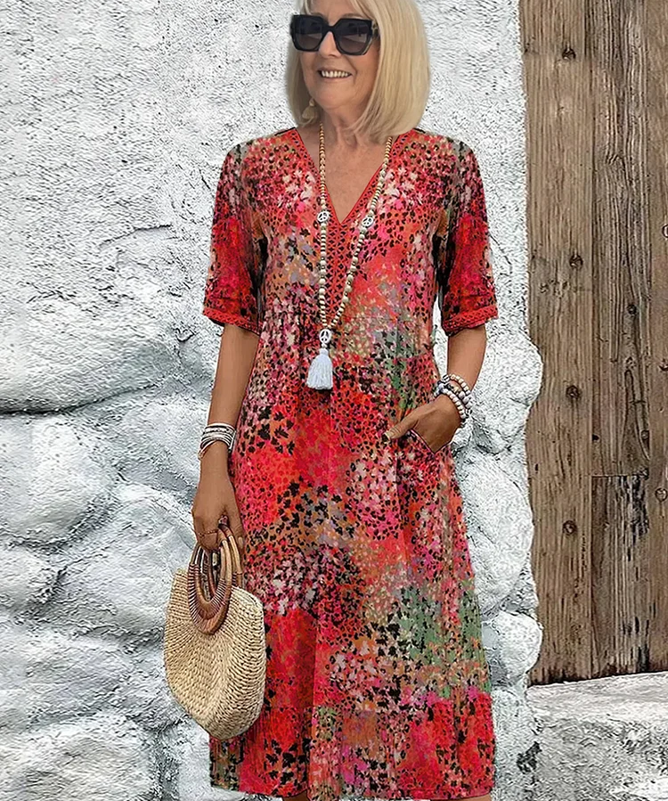 Andrea – Živopisna midi Haljina