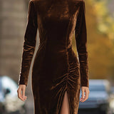 Scarlett - Velvet High Slit Maksi haljina