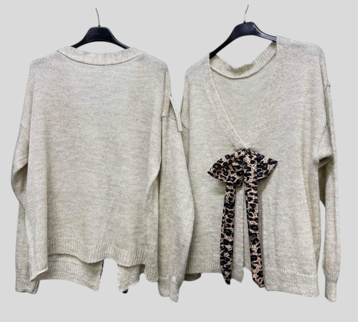 Maglia - Cozy Chic S Animal Uzorkom I Mašnom Na Leđima