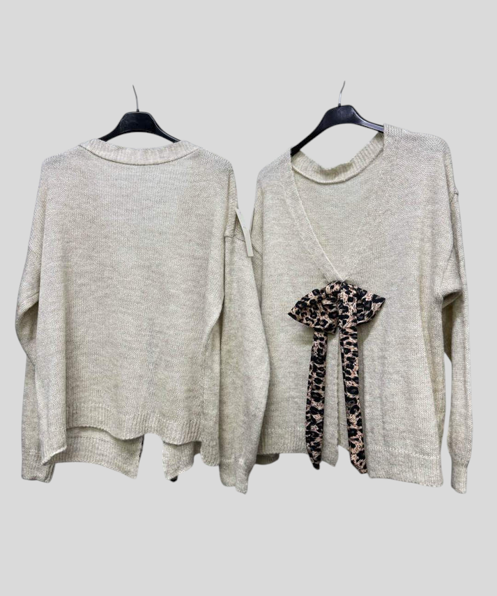 Maglia - Cozy Chic S Animal Uzorkom I Mašnom Na Leđima