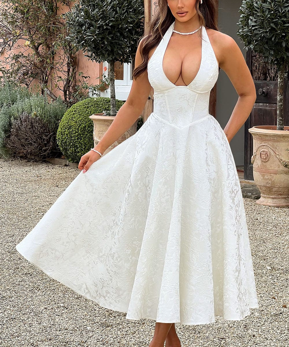 Caroline | ženski Wedding Guest Embellished V-izrez haljina