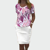 Set Top s Uzorkom i Elegantnom Suknjom