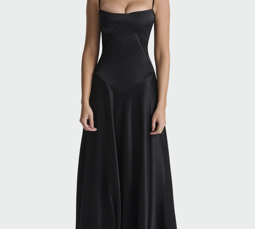 Satenska maxi haljina s tankim naramenicama