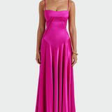 Satenska maxi haljina s tankim naramenicama