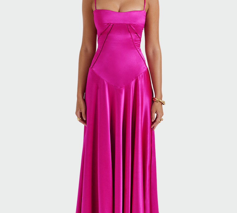 Satenska maxi haljina s tankim naramenicama