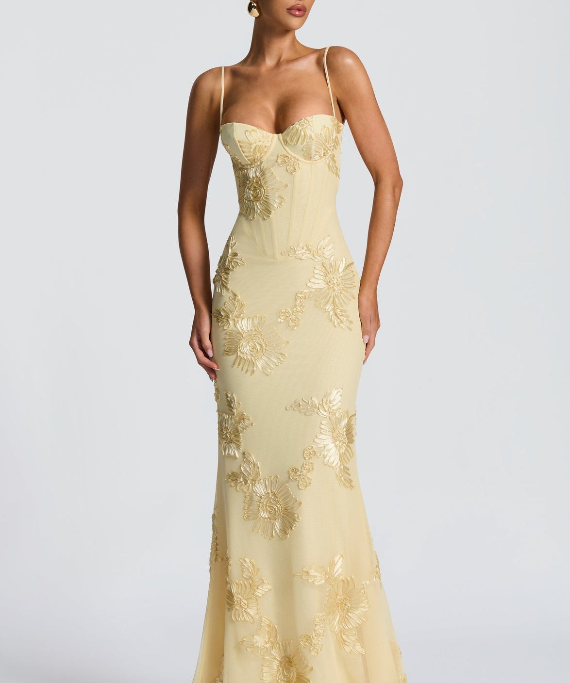 Cvjetna Appliqué Korset Maxi Haljina – Nerida