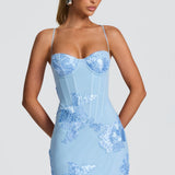 Cvjetna Appliqué Korset Maxi Haljina – Nerida