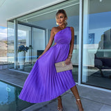 Peony | ženski Wedding Guest jedno rame Asymmetric midi haljina večernja