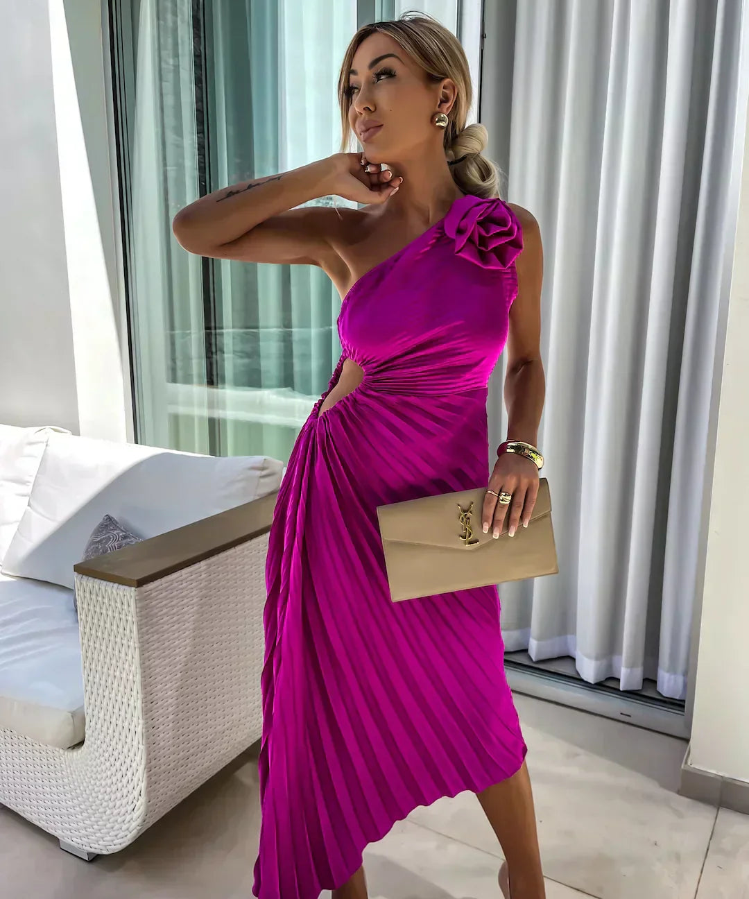 Eya™ | Elegantna Maxi Cvjetna Haljina s Jednim Rame
