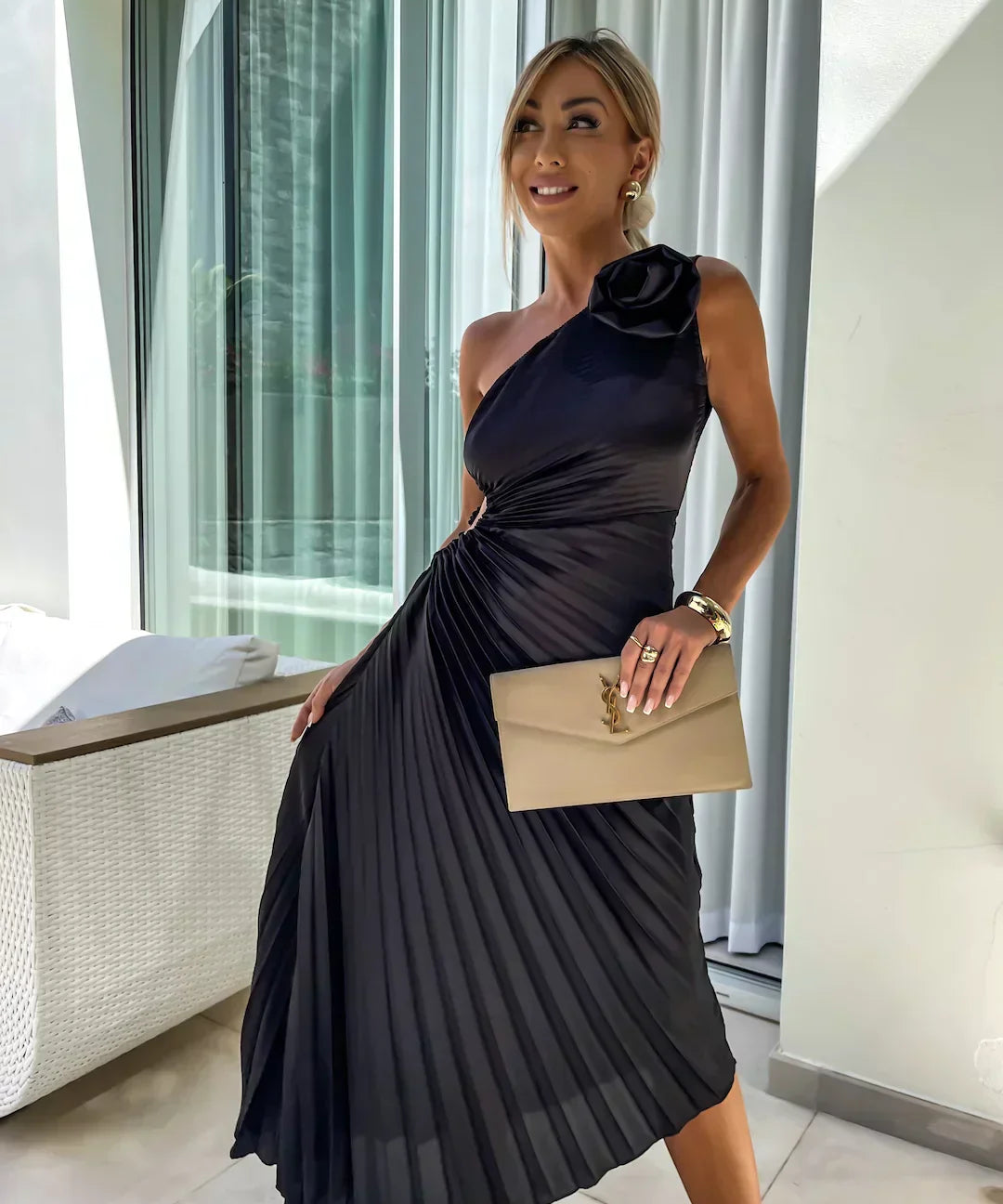 Eya™ | Elegantna Maxi Cvjetna Haljina s Jednim Rame