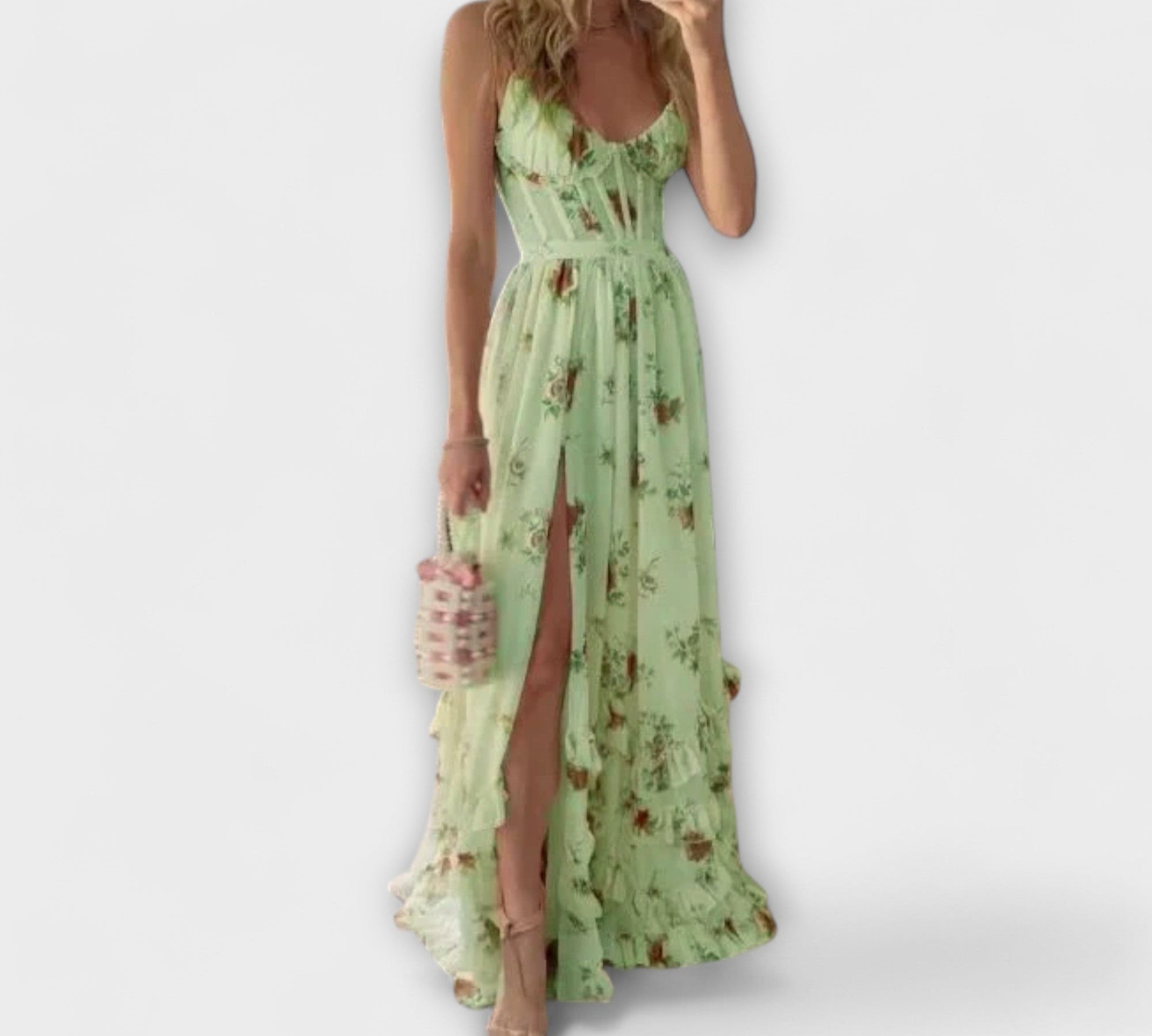 Maksi haljina s floralnim uzorkom i škaricama