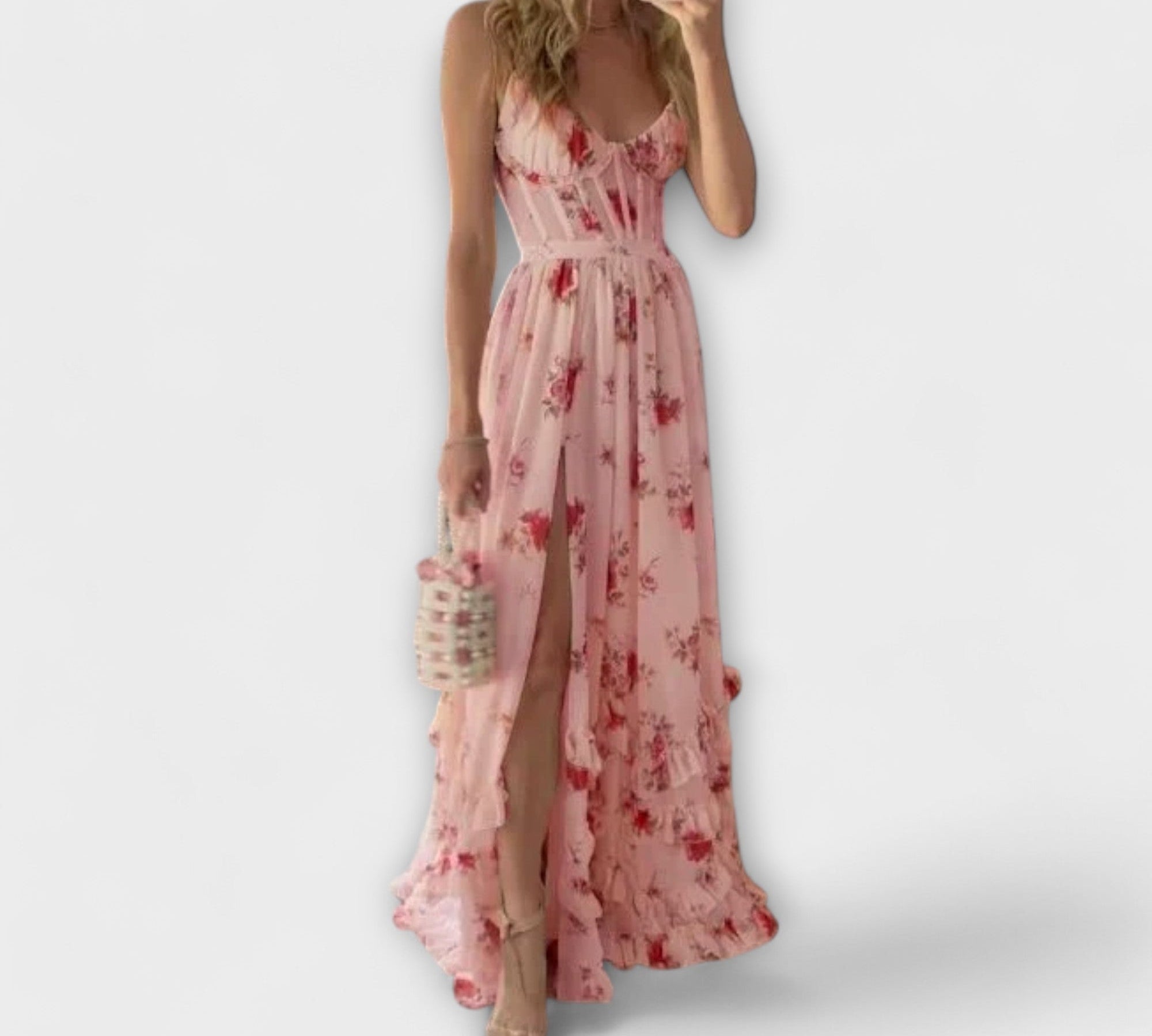 Maksi haljina s floralnim uzorkom i škaricama