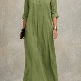 SAGE | Maslinasto Zelena Opuštena Boho Maxi Haljina