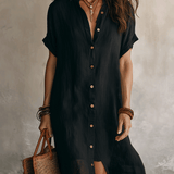BLAKE | Moderni Boho Opušteni Crni Midi Haljina