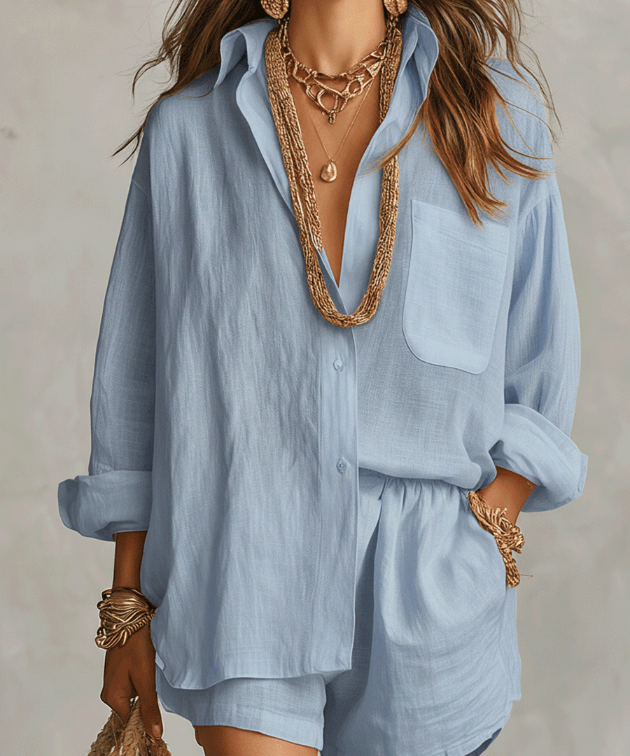 JUNIPER | Boho Oversized Košulja s Laganom Hlačama