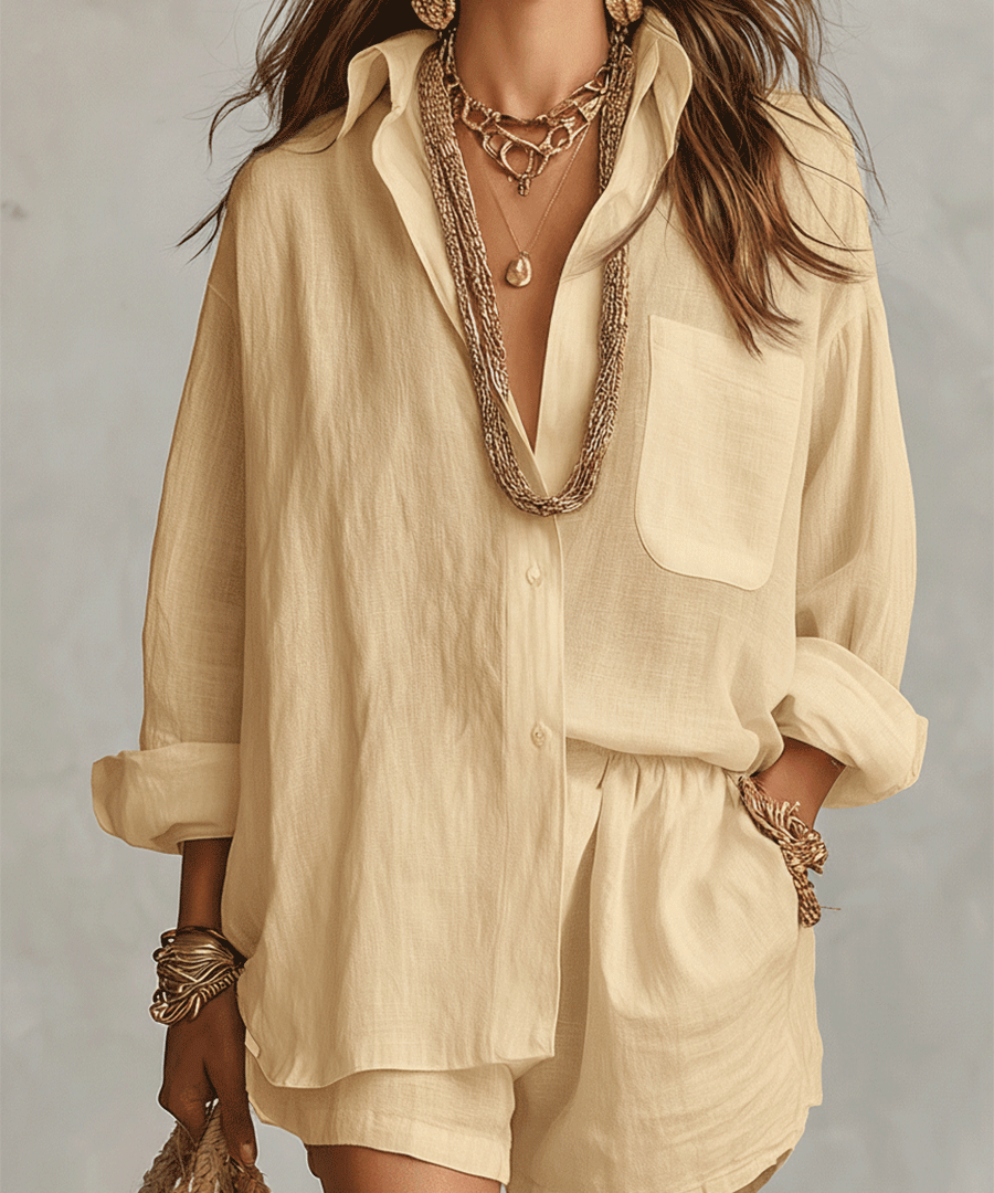 JUNIPER | Boho Oversized Košulja s Laganom Hlačama