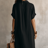 BLAKE | Moderni Boho Opušteni Crni Midi Haljina