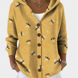 Virela™ – Elegantni Mekani Kardigan s Kapuljačom i Umjetničkim Uzorkom