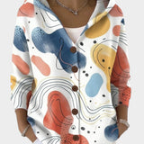 Virela™ – Elegantni Mekani Kardigan s Kapuljačom i Umjetničkim Uzorkom