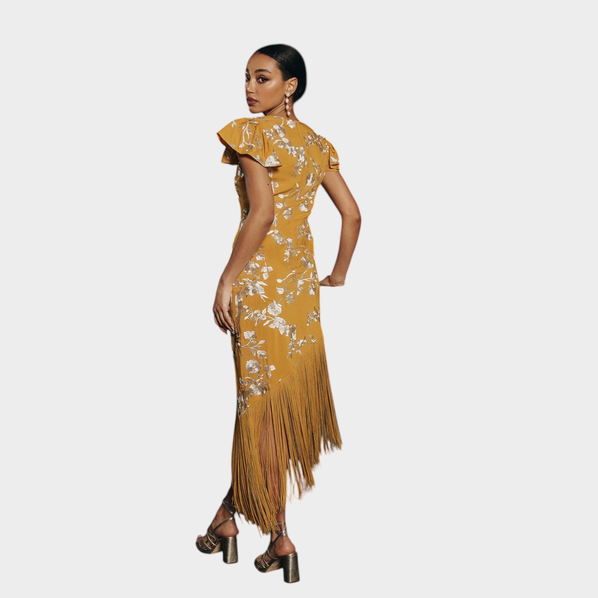 Manila – Elegantna senf haljina s resama