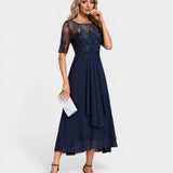 Adriana – Elegantna Čipkasta Midi Haljina